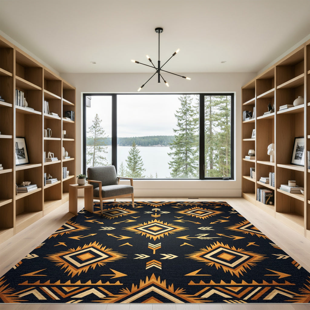 Tribal Sunburst Arrow Dark Rug