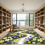 Vibrant Wildflower Meadow Winding Path Rug