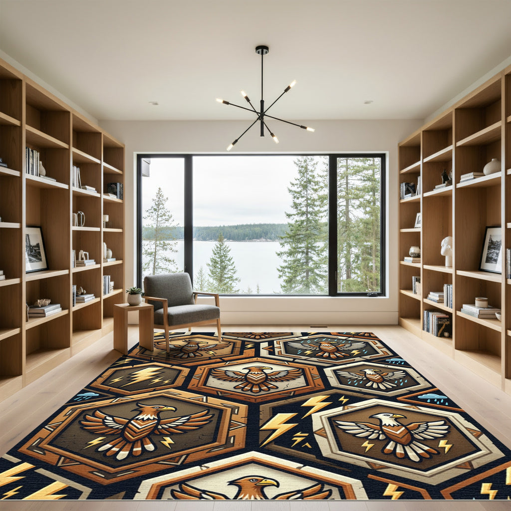 Golden Eagle Geometric Hexagon Lightning Earthy Rug