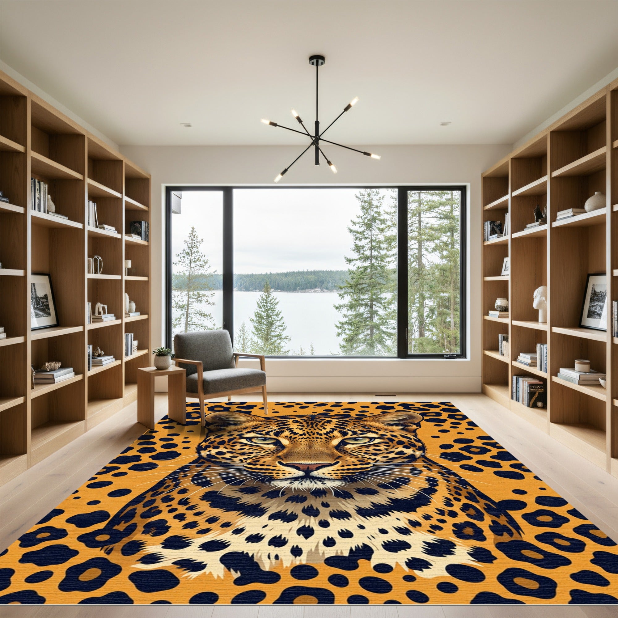 Bold Leopard Spots Orange Jungle Rug