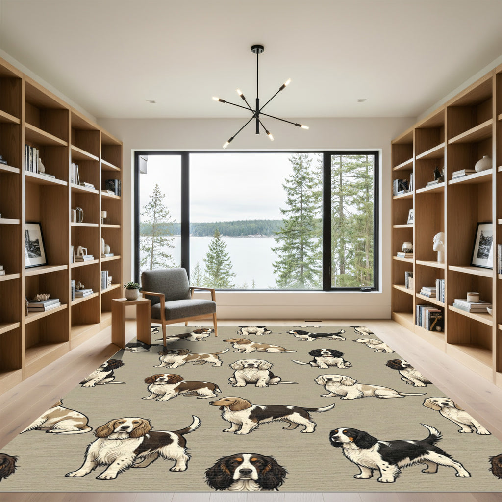 Charming Spaniel Dog Cream Neutral Rug