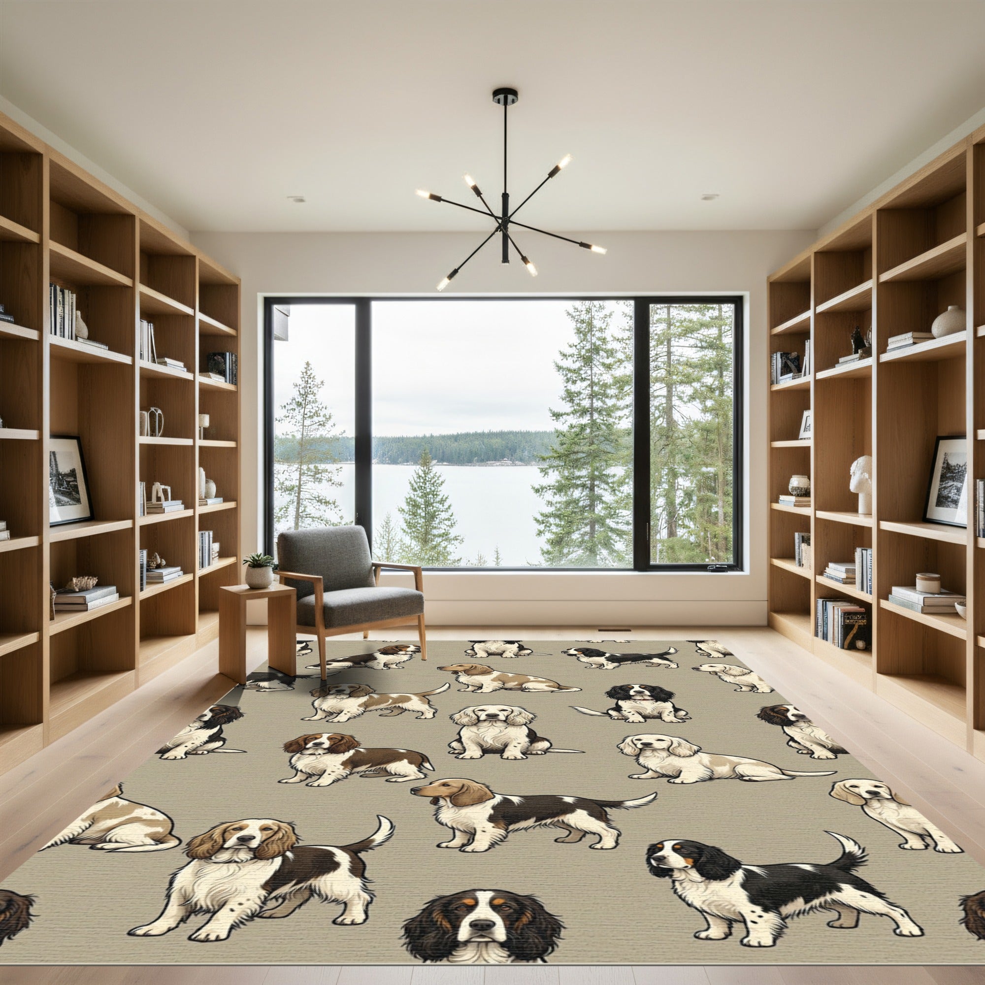 Charming Spaniel Dog Cream Neutral Rug