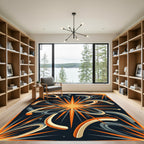 Celestial Sunburst Abstract Curvilinear Art Rug