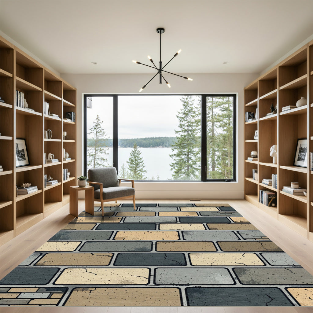 Mottled Brick Pattern Texture Rug