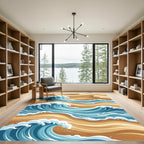 Earthy Sand Dunes and Blue Waves Rug