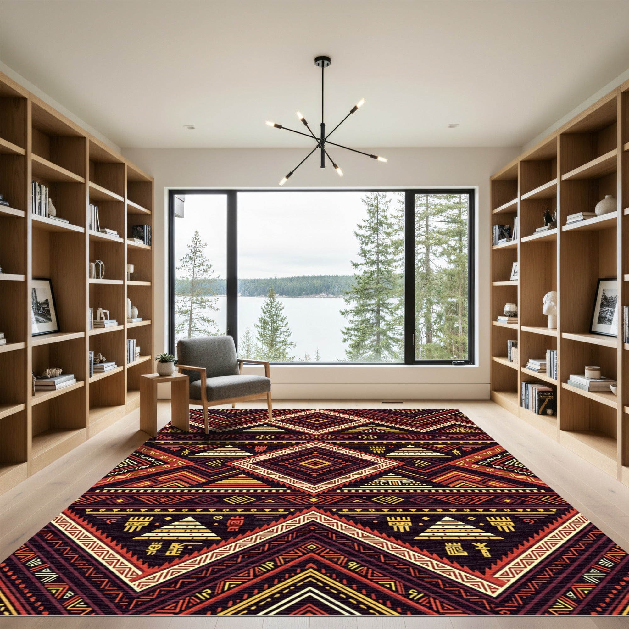 Tribal Sunset Geometric Diamond Art Rug