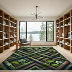 Mossy Forest Lattice Geometric Area Rug