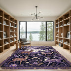 Enchanted Purple Forest Deer Meadow Rug
