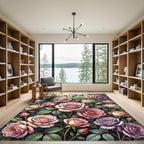 Romantic Blush Rose Garden Bouquet Rug