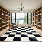 Bold Black White Checkered Surface Rug