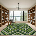 Forest Green Zigzag Fern Pattern Rug