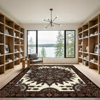 Earthy Brown Tribal Mandala Medallion Rug
