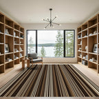 Earthy Brown Vertical Pinstripe Composition Rug