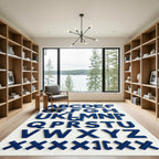 Navy Blue Alphabet Wall Art Sculpture Rug