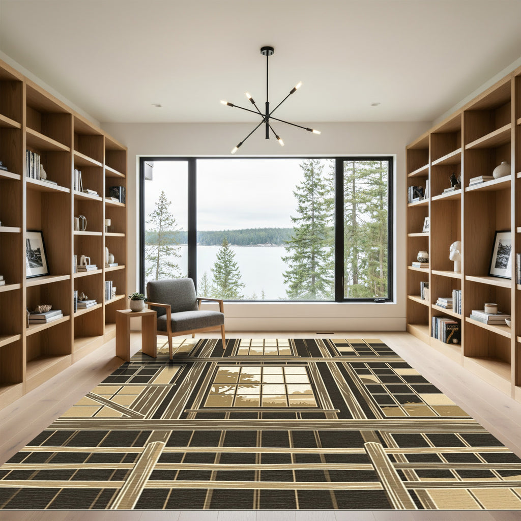 Sepia Toned Architectural Window Vista Rug