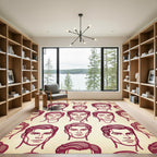 Vintage Crimson Male Portrait Repeating Rug