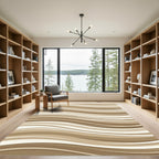 Modern Beige Layered Wavy Lines Rug