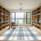 Classic Navy Blue Grid Tartan Rug