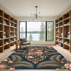 Elegant Pink Rose Gold Floral Medallion Rug