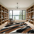 Abstract Black and Brown Brush Stroke Rug