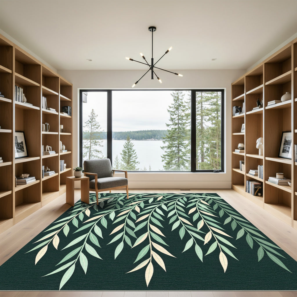 Elegant Willow Branch Sage Botanical Rug