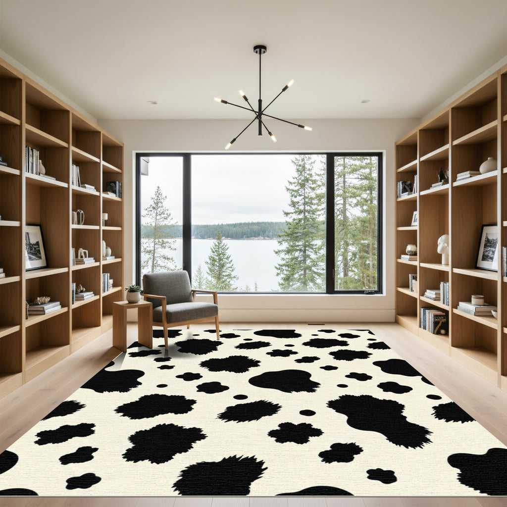 Black and White Spotted Cow Hide Rug