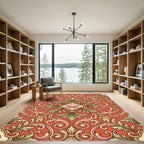 Grand Coral Scroll Seashell Accents Rug