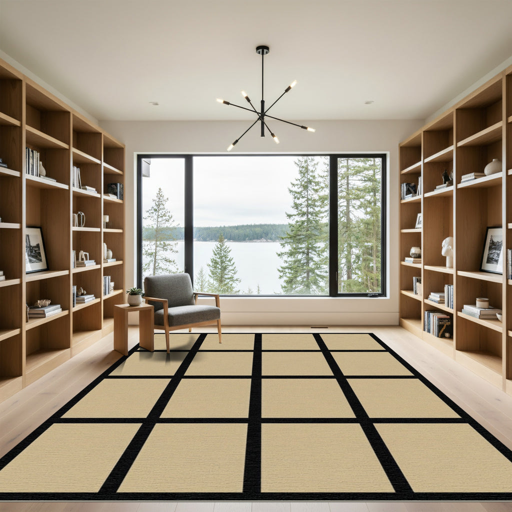 Light Beige Subtle Grid Rug