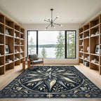 Celestial Star Monochrome Floral Foliage Rug