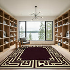 Golden Key Geometric Border Rug