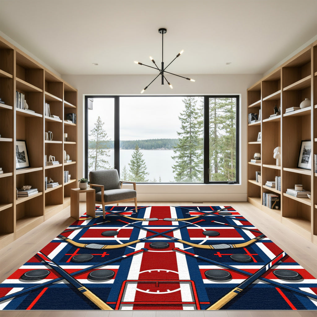 Dynamic Hockey Stick Graphic Athletic Rug
