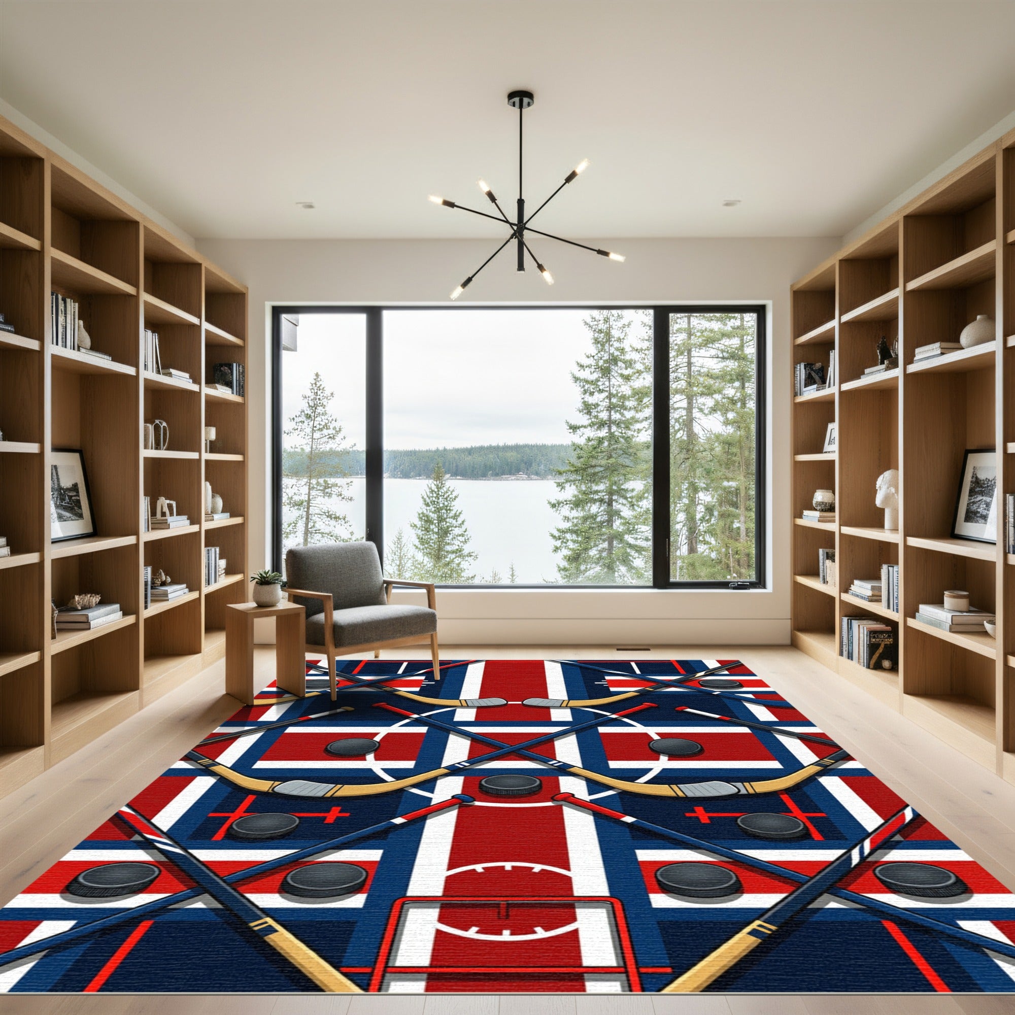 Dynamic Hockey Stick Graphic Athletic Rug