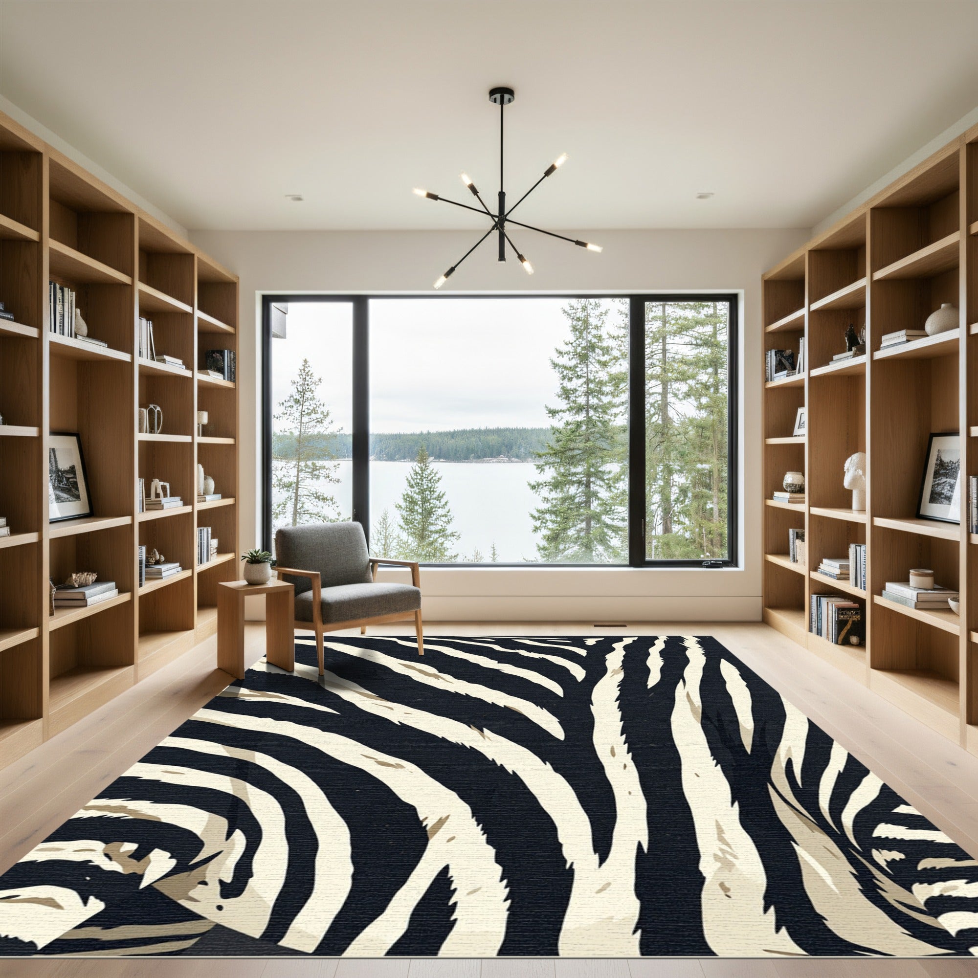 Bold Monochromatic Zebra Stripe Rug