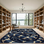 Coiled Serpent Dark Blue Gold Scales Rug