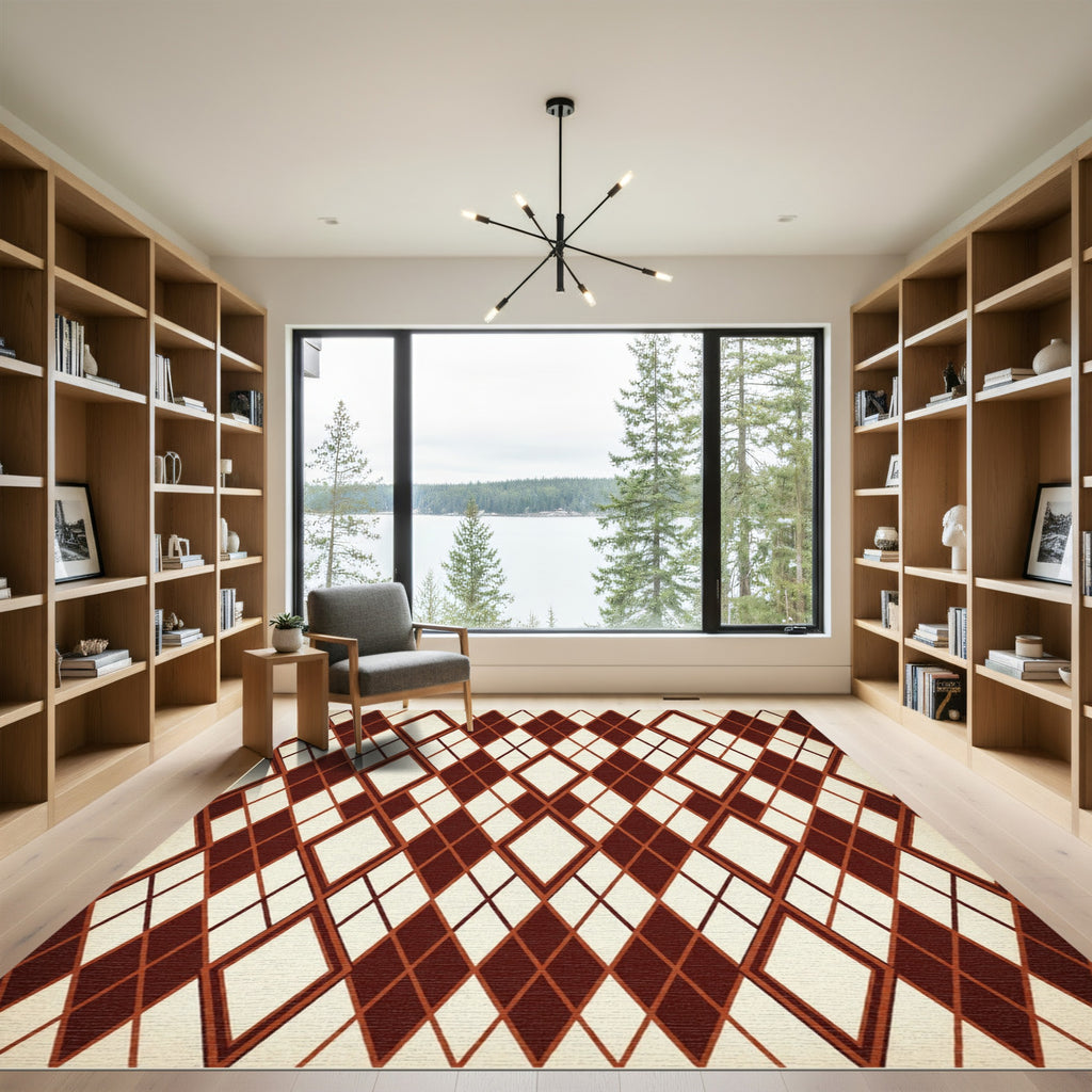Crimson Diamond Network Texture Rug