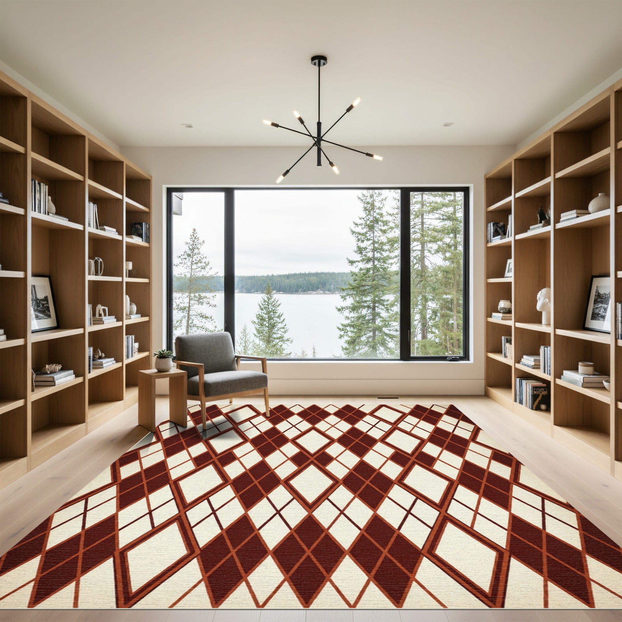 Crimson Diamond Network Texture Rug