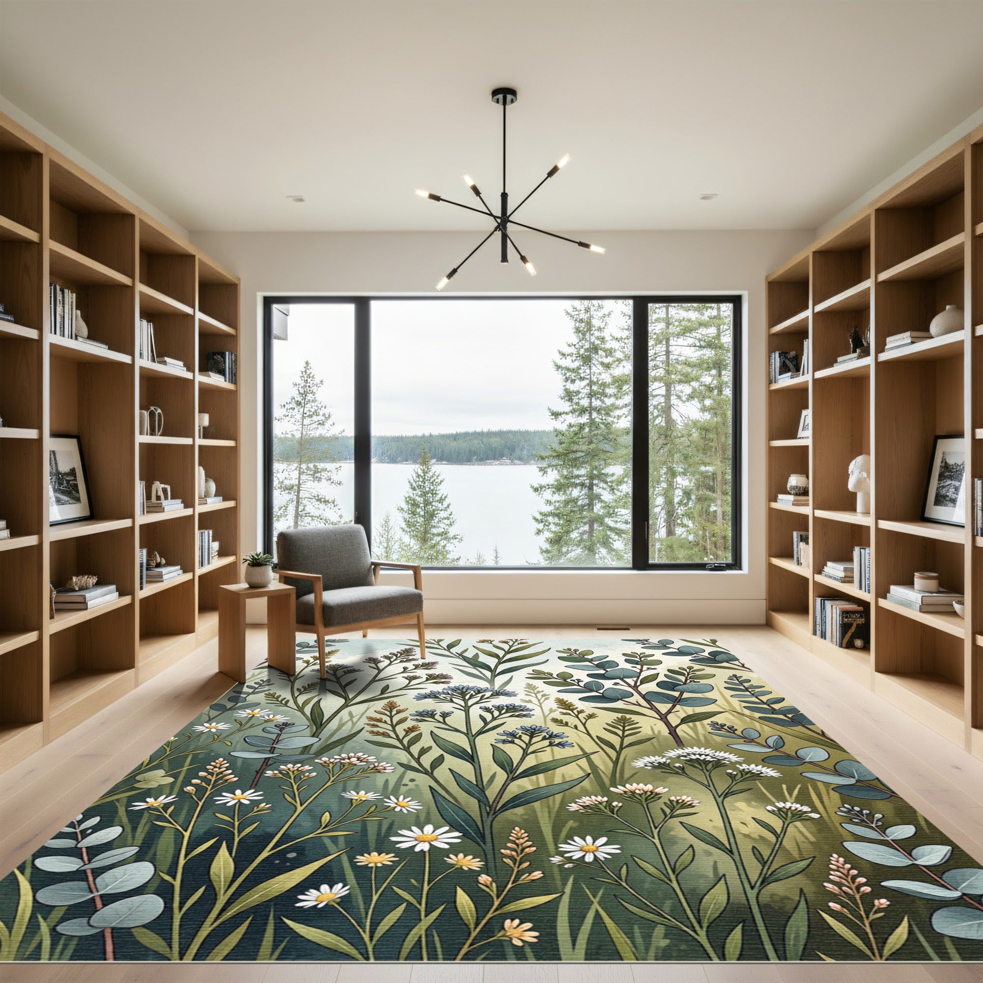Botanical Wildflower Garden Watercolor Meadow Rug