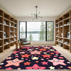 Cute Pink Red Starburst Sprinkle Collection Rug