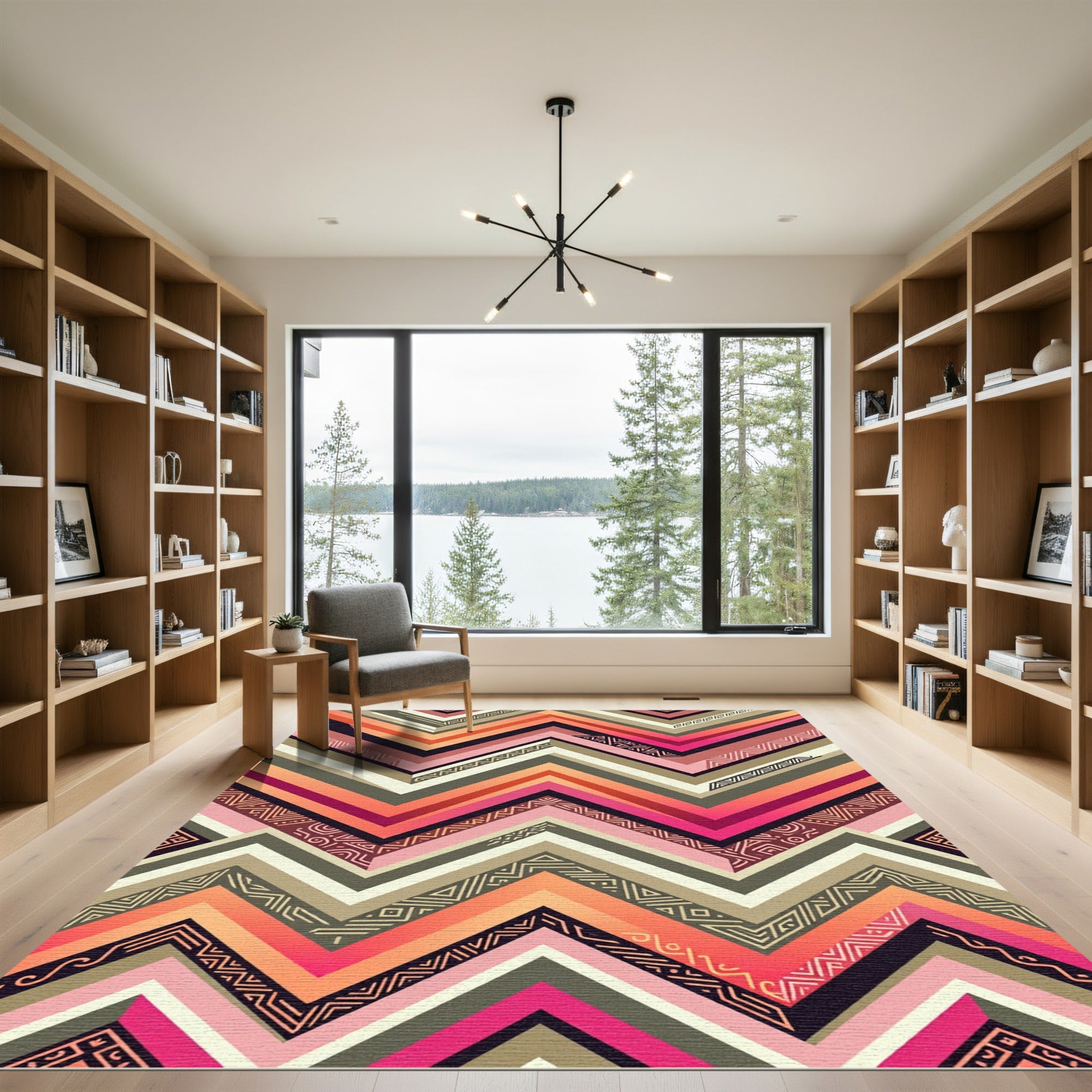 Warm Sunset Tribal Chevron Rug