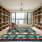 Teal Southwestern Arrow Geometric Area Rug