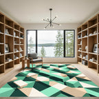 Mint Green Geometric Cube Illusion Rug