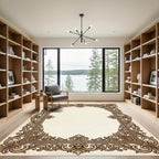 Ornate Gold Scrolling Acanthus Leaf Frame Rug
