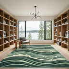 Sage Green Abstract Rolling Ocean Wave Rug