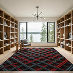 Crimson Gray Interlocking Lattice Rug