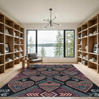 Geometric Heart Tribal Boho Tapestry Rug