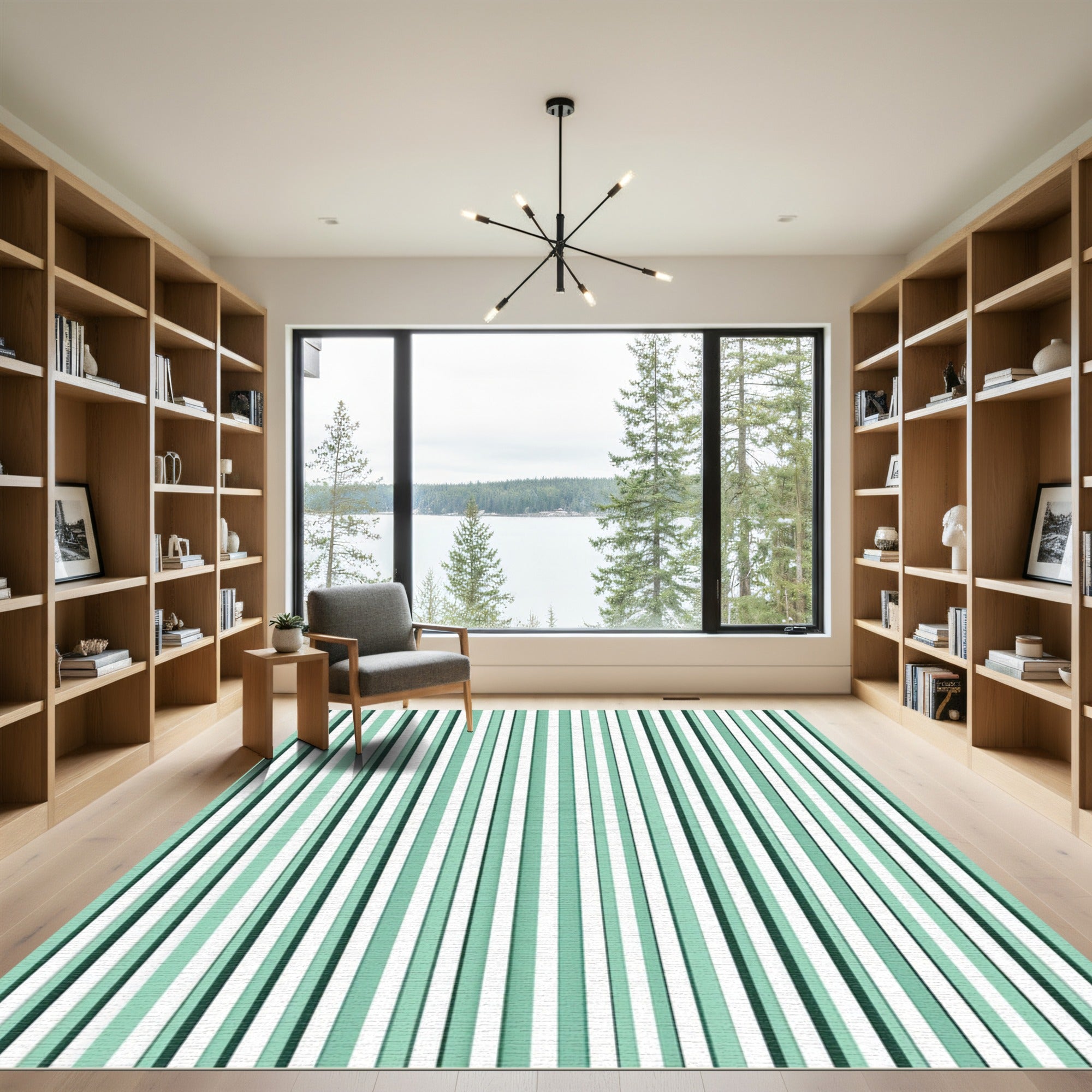 Soft Mint Green Vertical Stripes Rug
