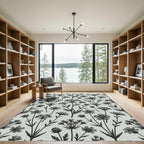 Monochrome Floral Botanical Field Rug