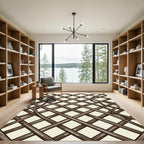 Brown Woven Lattice Intertwined Geometric Rug