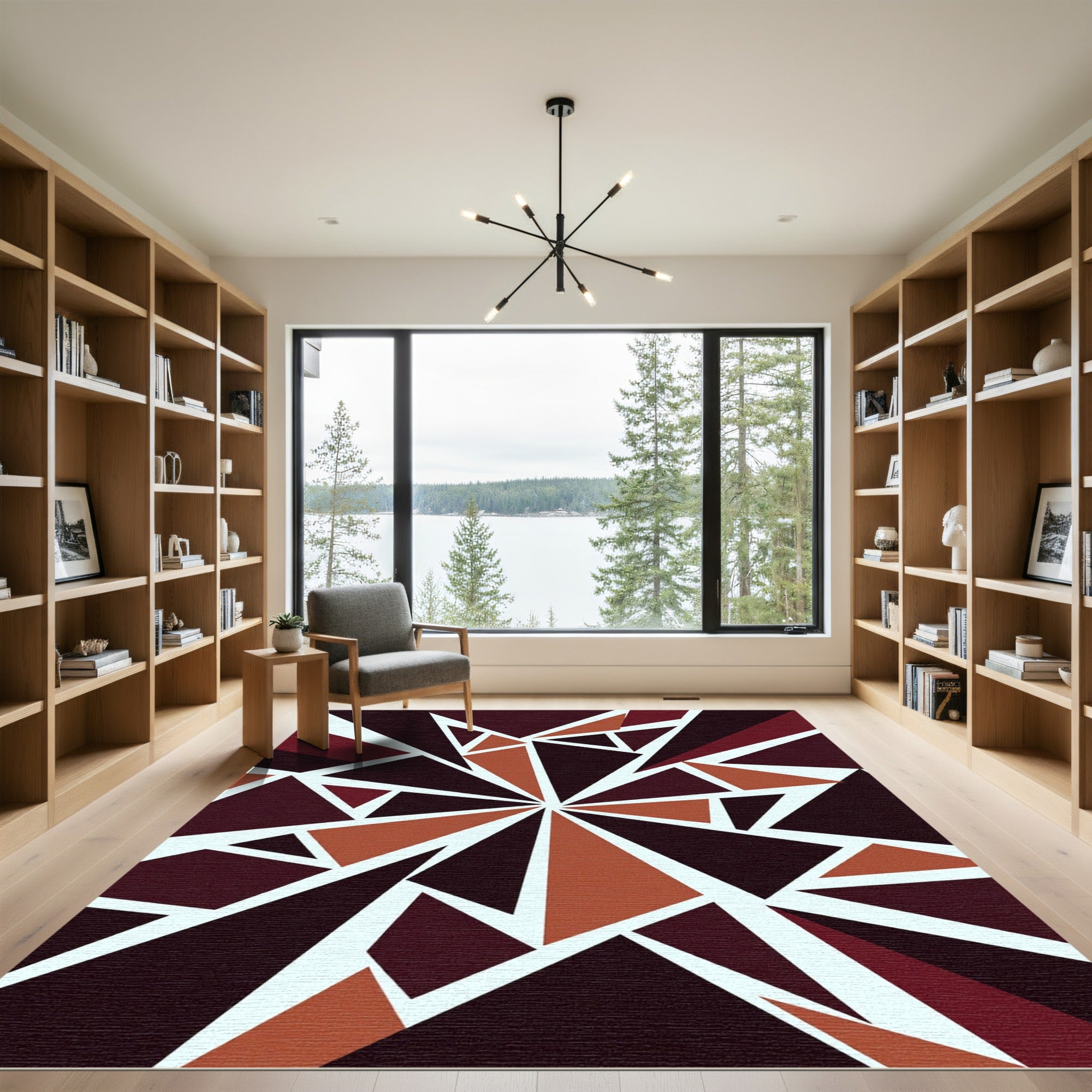 Abstract Geometric Earthy Tone Star Rug