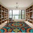 Vibrant Tribal Sun Geometric Boho Rug